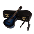 thumbnail image 1 of Guitare Miniature en Bois avec Support et Étui Mini Instrument de Musique Modèle Maison de Poupée Décoration Maison, 1 of 7