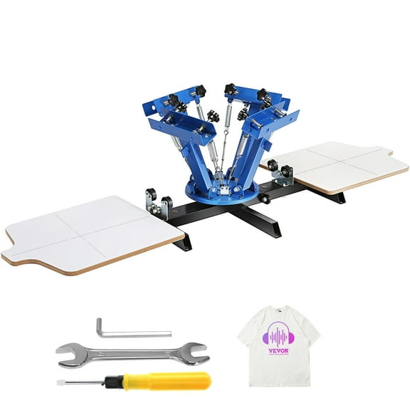 VEVOR Screen Printing Machine 4 Color & 2 Station, 21.2"x17.7" 360° Rotable Silk Screen Printing Press, Double-layer Positioning Pallet for T-shirt DIY Printing