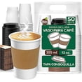 thumbnail image 1 of Berry Green 50 Vasos para Cafe de 12 oz (355 ml) Desechables con Tapa y Manga Protectora, Perfecta Para Cafe, Te y Todo Tipo de Bebidas Calientes, sin Derrames, Biodegradables Best Trading VCAF12, 1 of 8
