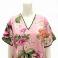thumbnail image 5 of Gold Coast Set of Two Women's Satin Night Shirts in Green/Pink, Large, 5 of 6
