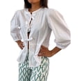 thumbnail image 4 of Hibeli Women's Striped Bow Ties Puff Short Sleeves Blouse, 4 of 6