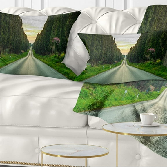 Designart 12" x 20" Green Polyester Throw Pillow