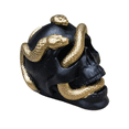 thumbnail image 3 of Calavera Decorativa Negra con Serpiente Dorada de Resina 7.5cm, 3 of 3