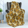 thumbnail image 4 of Sunflower Soft Flannel Fleece Throw Blanket, Vintage Style Ornament with Flowers Agriculture Nature Theme Sketchy Artwork, Cozy Plush for Indoor and Outdoor Use, 50" x 60", Multicolor, by Ambesonne, 4 of 5