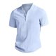 thumbnail image 3 of Vintage Summer Men's T-Shirt Streetwear 3 Buttons Open Fly Loose Clothing Print Short Sleeve T-Shirt2XL, 3 of 4