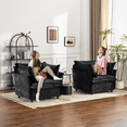 thumbnail image 2 of Ktaxon Chenille Accent Chair, Reading Chair with Thick Cushions, Oversized Club Sofa with Two Armrest Pillows for Home Office Black, 2 of 10