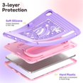 thumbnail image 4 of Heavy Duty Shockproof Case For iPad 2025 / 2022,Anti Drop Silicone+PC Layer Protective Case Handle Stand ,Shoulder Strap，Cartoon Pattern Three-layer Protective Tablet Cover,Purple, 4 of 10