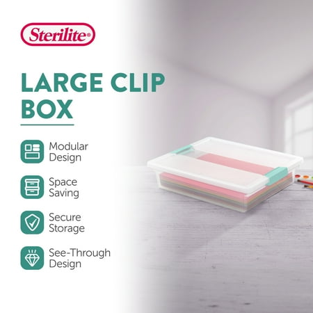 Sterilite - Large Plastic File Clip Box Storage Tote Container with Lid (12 Pack)