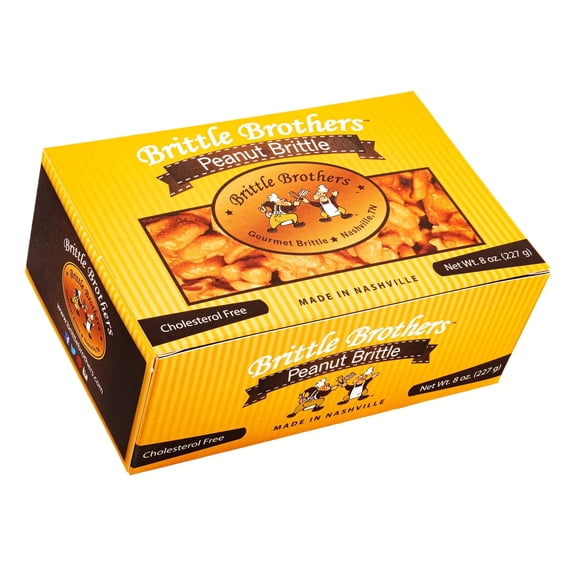 Brittle Brothers Peanut Brittle - 8 oz. Box : Voted #1 - 4x’s more Nuts - Nashville Whiskey Bourbon Peanut Brittle Pecan Cashew Candy Snack Mothers Day Fathers Christmas Valentines Day Graduation Cor