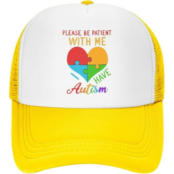 Please Be Patient I Have Autism Mesh Baseball Cap Snapback Hat Sun Hat Trucker Hat for Men Women Dad Hat