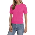 thumbnail image 2 of Sundazz Womens Short Sleeve Tops Lightweight Cable Knit Summer Sweater Dressy Casual Shirts, XS-XL, 2 of 7
