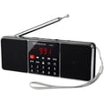 thumbnail image 1 of (Negro) Radio portátil recargable, altavoz Bluetooth estéreo AM FM, altavoz inalámbrico con reproductor de MP3, entrada auxiliar, tarjeta TF, unidad flash USB, temporizador de apagado, regalo de Navidad oso de fresa Electrónica, 1 of 5
