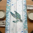 thumbnail image 5 of Sea Turtle Coastal Table Runner, Summer Nautical Starfish Coral Grey Wooden Washable Cotton Linen Table Runners 48 Inches Long, Dresser Scarf Runner for Nightstand/Coffee/End Tables 13''x48'', 5 of 9