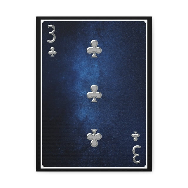 Three Of Clubs Space Background Playing Card Canvas Wall Art for Home Decor Ready-to-Hang
