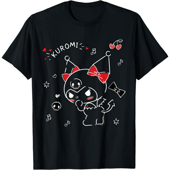 Kuromi Mischievous Cute Sketch DTG Print Unisex T-Shirt