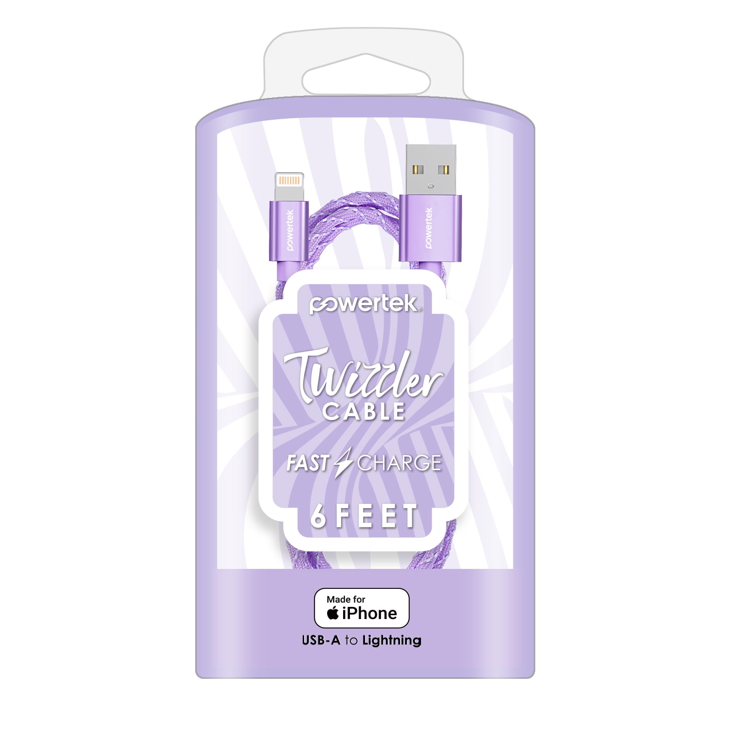 Liquipel Powertek USB-A to Lightning Twizzler Cable - Purple