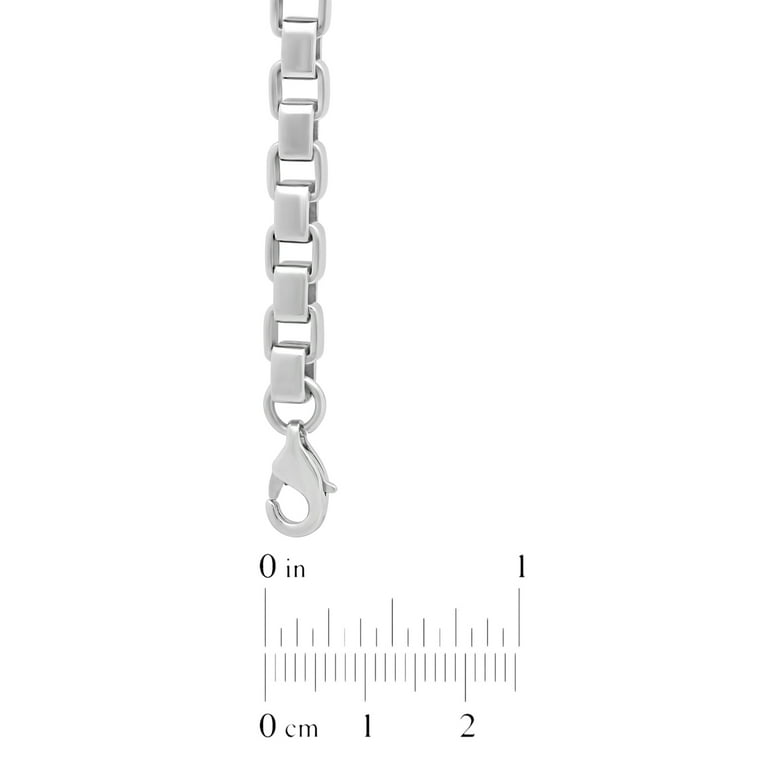 Dsnyu Stainless Steel Men's Chain Necklace - 45cm Silver Box Link Necklace For Men