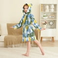 thumbnail image 4 of FORMRS Niños Bathrobe Unisex Hooded Robe Soft Plush Pajamas Sleepwear, Size 4-6T, Light Blue Plaid, 4 of 7