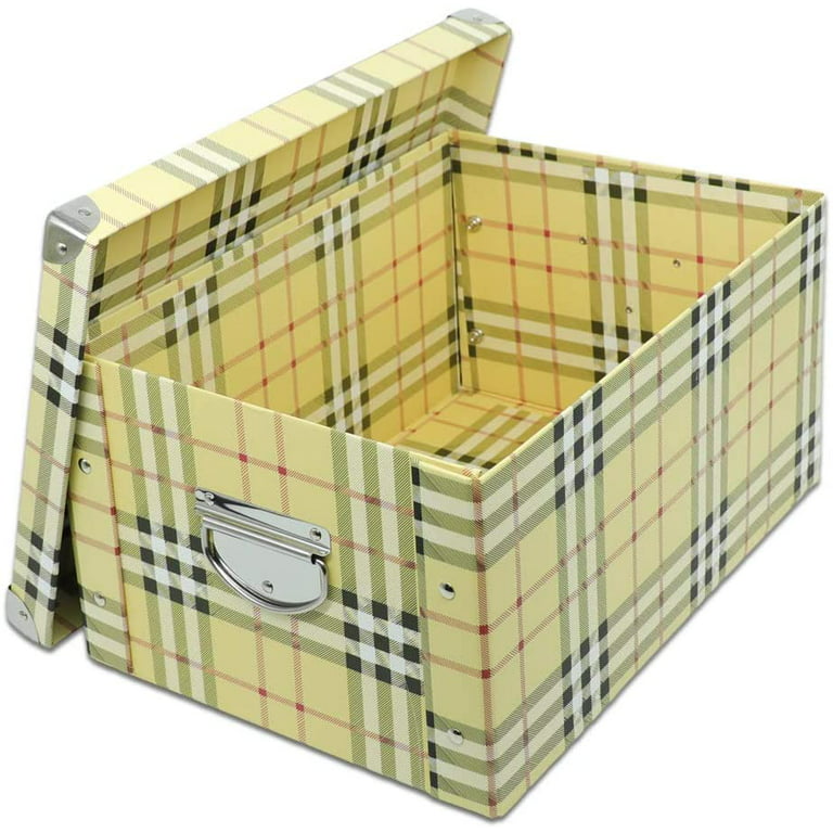 Collapsible Cardboard Storage Box with Lid Handle Decorative