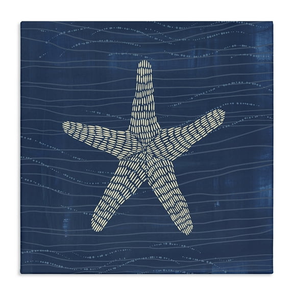 Stupell Industries Starfish on Blue Coastal Painting Gallery Wrapped Canvas Art Print Wall Art, 17 x 17