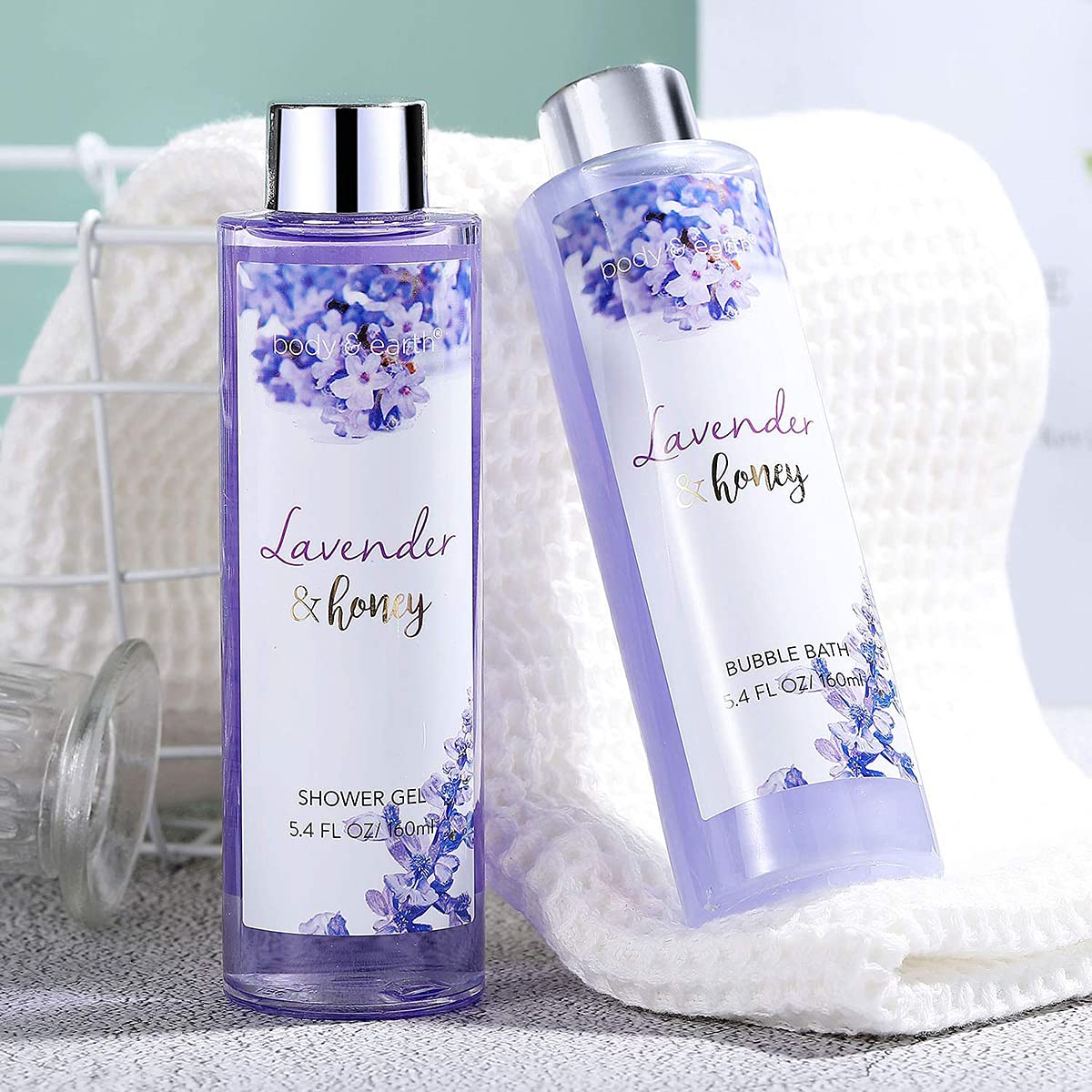 Bath and Body Gift Sets for Women 8 Pcs Lavender and Honey Spa Baskets, Beauty Holiday Birthday Gifts - image 3 of 8