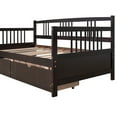 thumbnail image 4 of PAPROOS Twin Bed with Storage, Twin Size Daybed with 2 Storage Drawers, Modern Solid Wood Daybed Frame, Living Room Sofa Bed, No Box Spring Needed, Espresso, 4 of 12