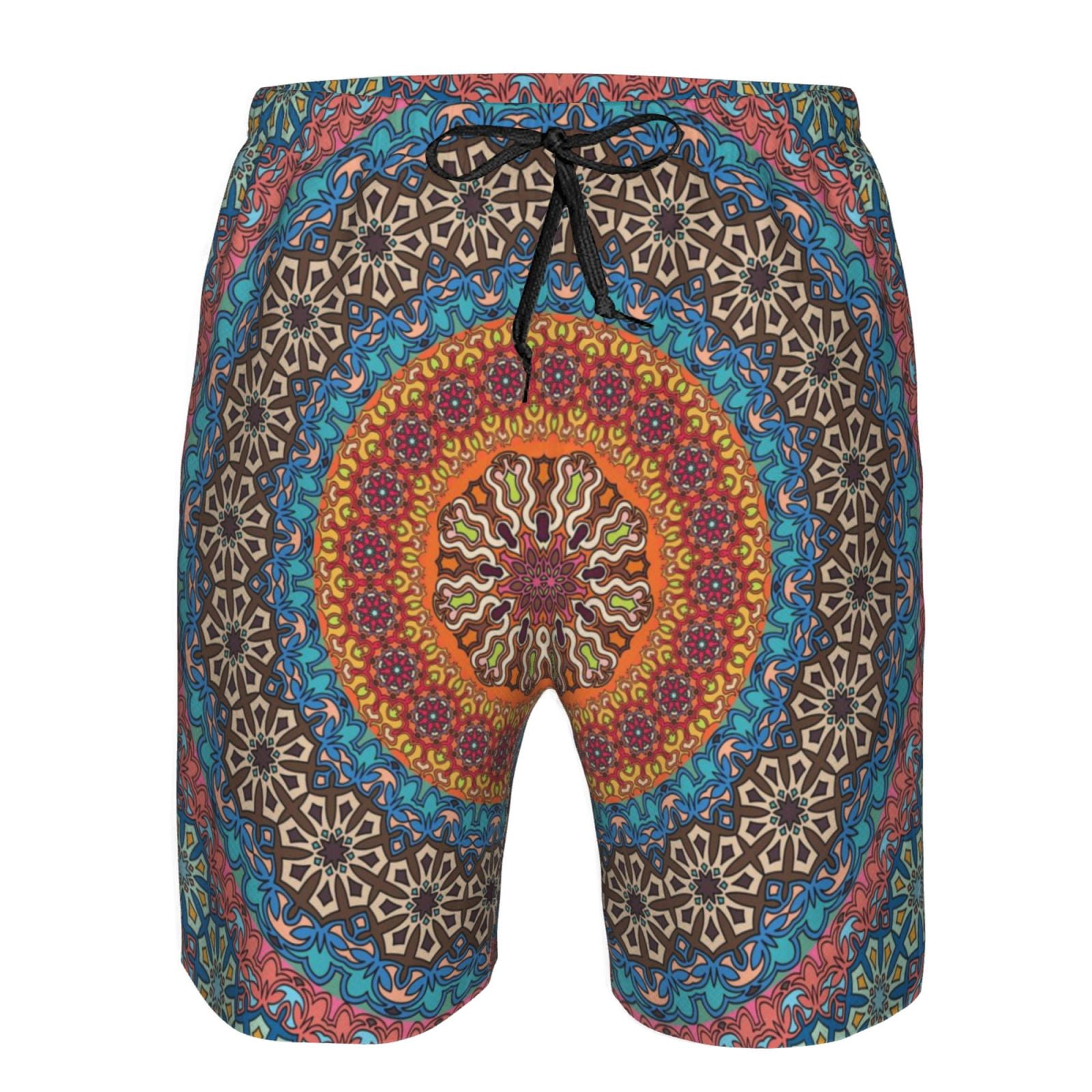 Naloa Mandala Men's Beach Shorts, Surfing shorts, Swim trunks, Quick Dry Swim Trunks for Surfing Beach Fun - Large