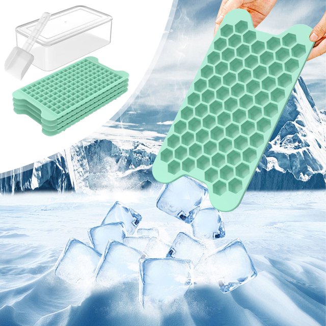 Xihbxyly Ofertas de Almacén En Oferta Hiero Tété con Leche Casero Fácil Desmoldar Hielo Triturado Pequeño de Plástico Almacenamiento con Pala para Hielo con Tapa Utensilios para Hielo Cubitos de Hiel