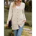 thumbnail image 3 of Cardigans for Women Solid Long Sleeve Ribbed Knit Open Front Button Lightweight Fall Cardigan with Pockets Cogild, 3 of 9