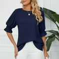 thumbnail image 4 of cfhntfmh Fall Fashion Shirts for Women Fashion Puff Half Sleeve Smocked Tunic Tops Soft Chiffon Ruffle Dressy Casual T-Shirts, 4 of 7