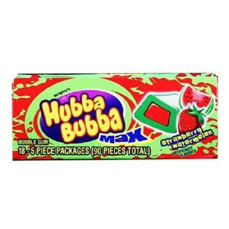 Cherry Bubble Gum Jelly Product Of Hubba Bubba Max, Strawberry/Watermelon, Count 18 (5S) - Gum / Grab Varieties & Flavors ()