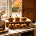 thumbnail image 4 of 5PCS Fall Orange Velvet Pumpkins Decor,Vintage Orange Pumpkins Autumn Decor,Rustic Farmhouse Pumpkins for Mantel Table, Thanksgiving Halloween Autumn Home, 4 of 6