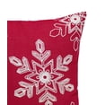 thumbnail image 3 of Embroidered White Snowflake Holiday Christmas Red Filled Throw Pillow (18"x18" Pillow Case+Insert), 3 of 4