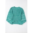 thumbnail image 5 of Plusashion Elegant Sea Green Cable Knit Sweater - Drop Shoulder, Long Sleeve Fashion, 5 of 8