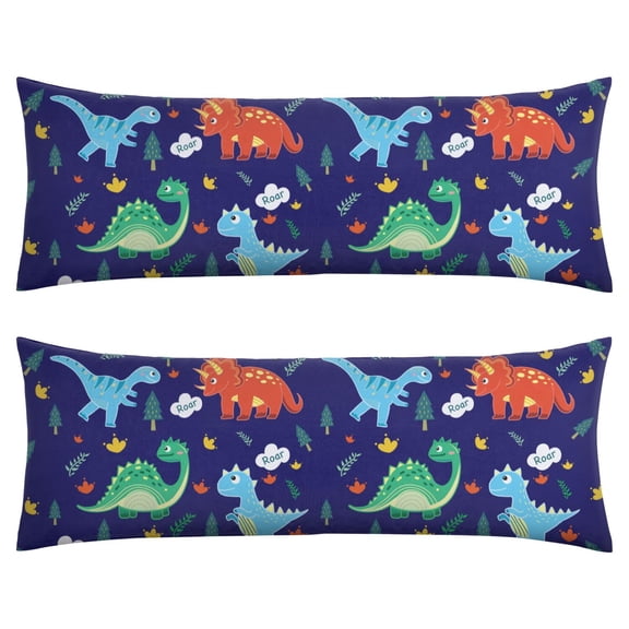 Bright Cartoon Dinosaur Body Pillow Cover - 20x54 Soft & Cozy - Invisible Zipper - Stretchy & Durable
