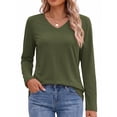 thumbnail image 3 of MOSHU 3 Pack T Shirts for Women V Neck Long Sleeve Womens T-shirts Casual Basics Tees Loose Fit Fall Tops, 3 of 11