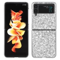 Galaxy Z Flip 4 Case, TECH CIRCLE Ultra Thin Glitter Bling Diamond Girls Woman Shockproof TPU Rubber Full Body Protective Cover for Samsung Galaxy Z Flip 4 5G 6.7 inch 2022, Silver