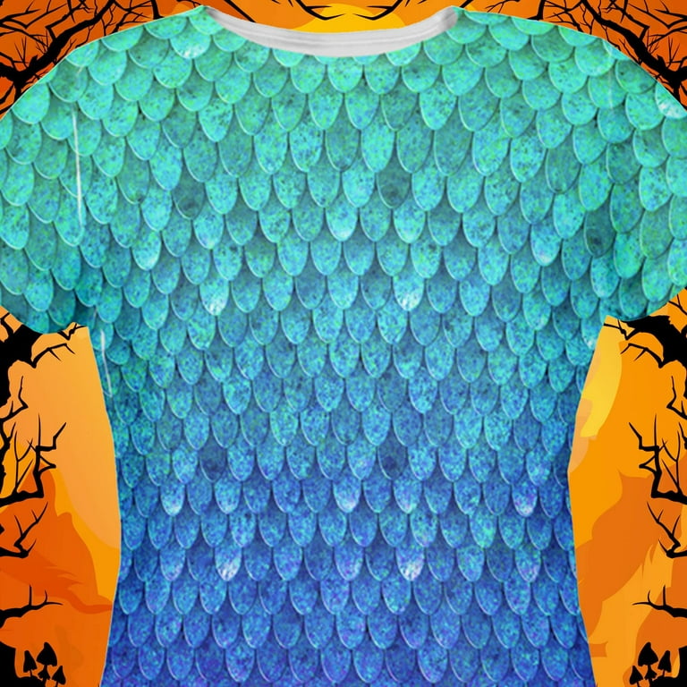 demonstration Anvendt om forladelse Halloween Mermaid Scales Costume All Over Womens T Shirt Multi X-LG -  Walmart.com