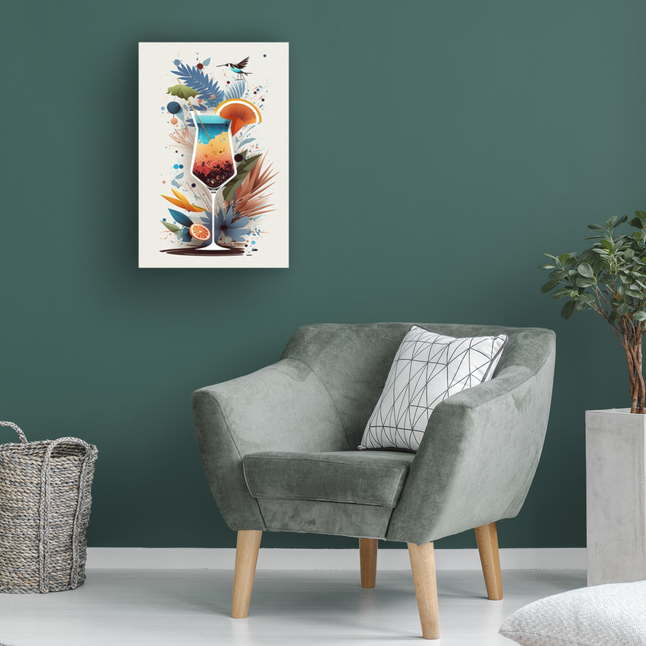 Canvas Wall Art - Ray Heere 'Mid Century Cocktails And Drinks 25' Wall Art for Living Room, Bedroom, or Office Décor by Trademark Fine Art - 12 x 19 Inches