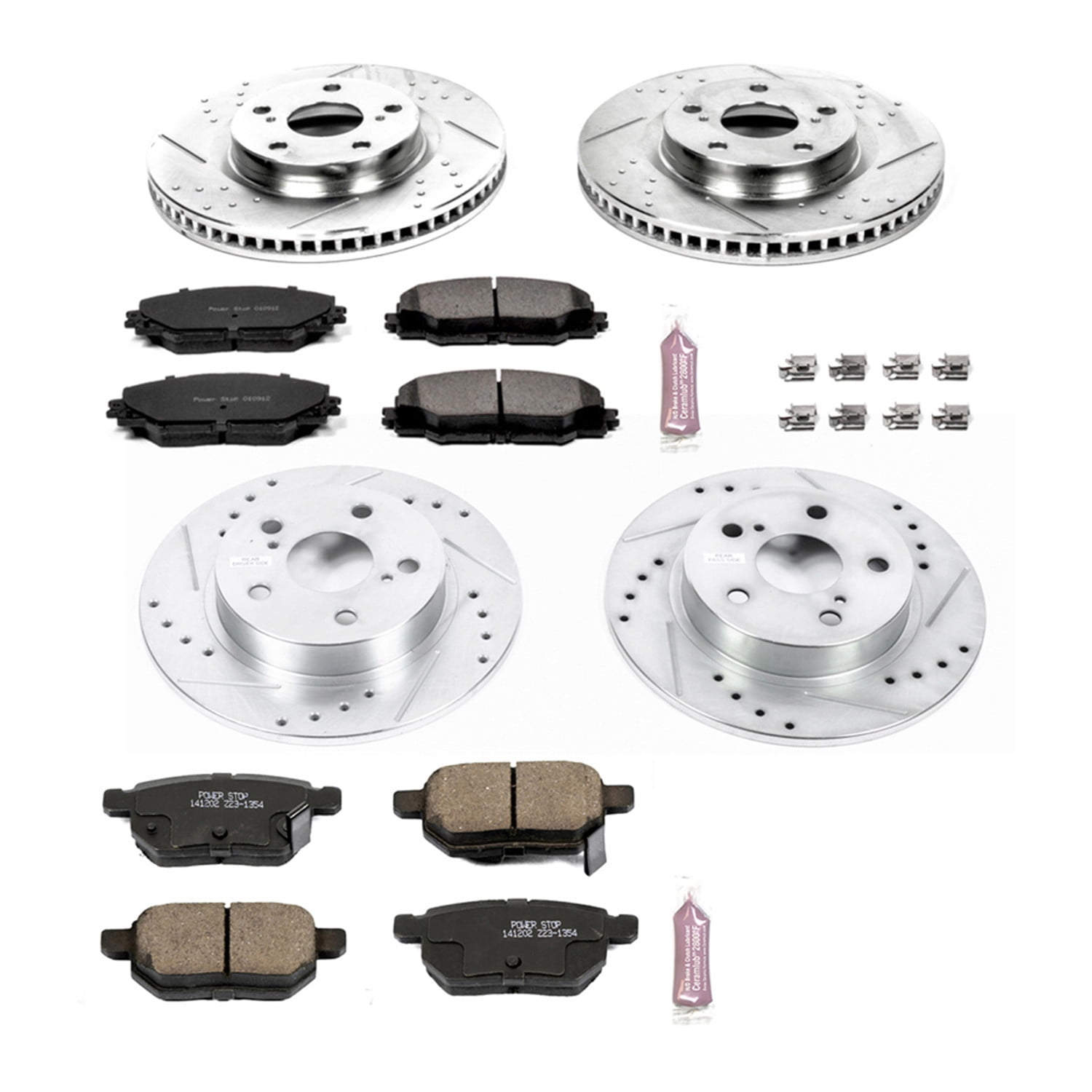 PowerStop Front and Rear Z23 Evolution Sport Carbon-Fiber Ceramic Brake Pad and Drilled & Slotted Rotor Kit Fits: SCION Select Models K6076
