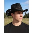 thumbnail image 4 of Deago Straw Cowboy Hat for Women and Men Western Cowgirl Hat with Shapeable Wide Brim Hollow Out Summer Beach Sun Hats (Black), 4 of 8