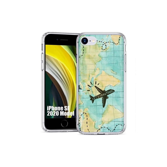 TalkingCase Slim Phone Case Cover Compatible for Apple iPhone SE 2022/3rd/2020/8/7, Travel World Print, USA