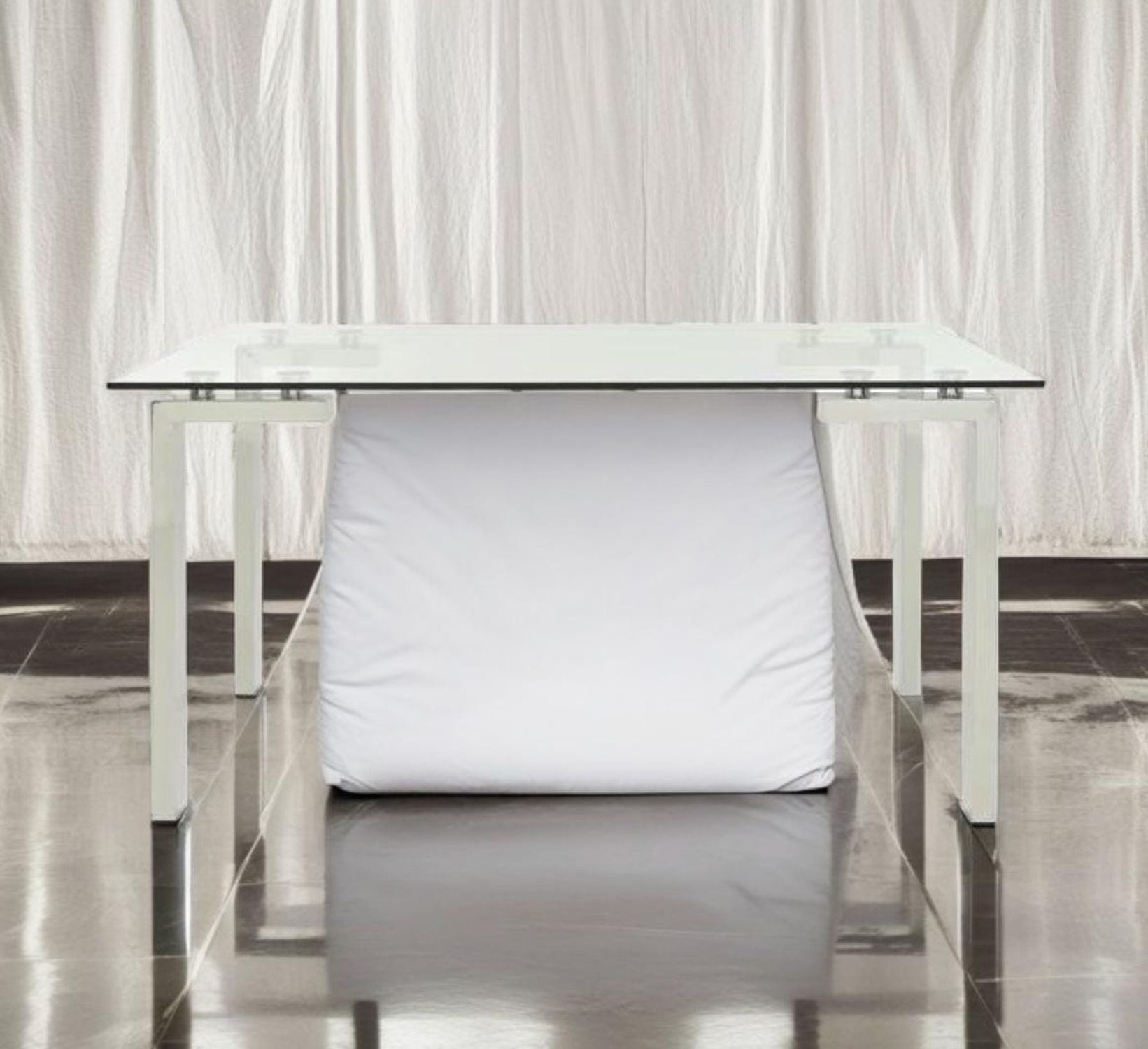 STOUT CHROME GLASS TOP DINING TABLE- 60"