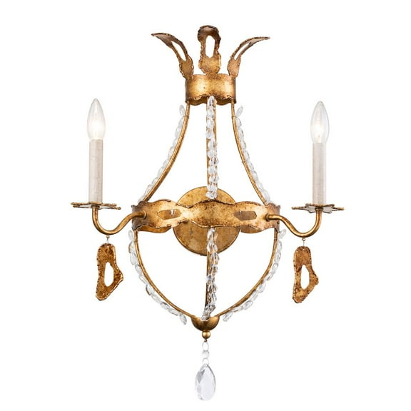 Lucas McKearn Monteleone 2-Light Metal Sconce with Crystal Beading in Gold