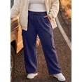 thumbnail image 4 of Cueply Women's Plus Size Wide Leg Cargo Sweatpants High Waisted Drawstring Lounge Pants with Pockets, 4 of 7