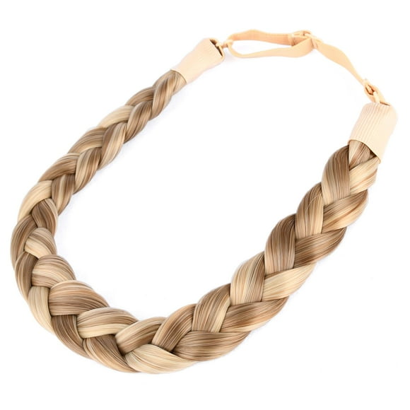 DIGUAN Diadema trenzada de pelo sintético, trenzas trenzadas anchas y gruesas, postizo elástico para mujeres y niñas, accesorio de belleza, 55g aHairBeauty (rubio jengibre)