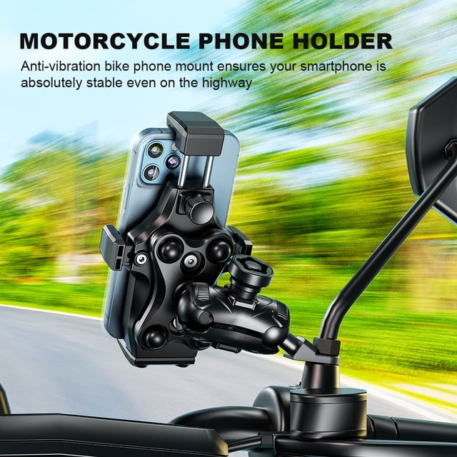 Soporte De Teléfono Para Motocicleta Soporte para teléfono celular con amortiguador de vibraciones Soporte para teléfono de bicicleta Rotación de 360 grados