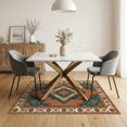 thumbnail image 3 of ODIKA Large Interlocking Accents Symmetrical Faded Ornamental Design for Dining Room, Under Table, Home Office, Non-Slip Chair-Friendly, 3 of 7