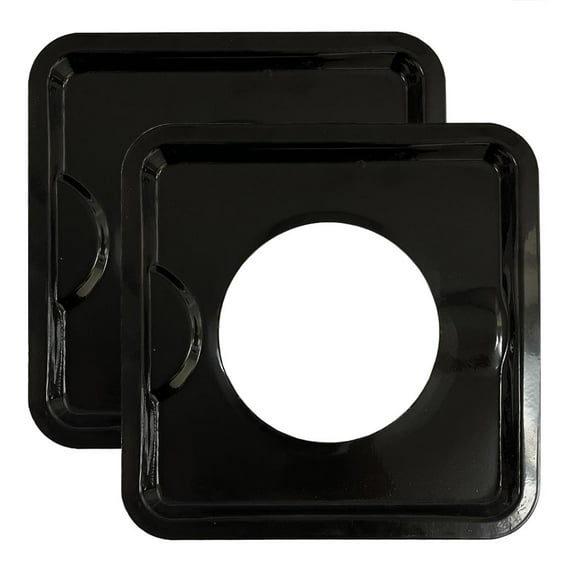 2 Black Drip Pan Reusable Square 7.5" Gas Range Burner Bib Liners Covers Kitchen