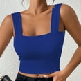 thumbnail image 2 of Hpapadks Womens Summer Tank Tops Strapless Vest with Wide Shoulder Straps Sleeveless Top Vest Camisole Tops for Women Blue XS, 2 of 4